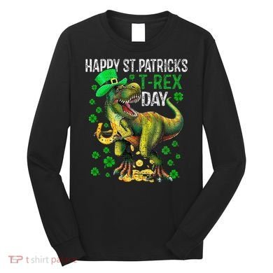 Happy St PaT Rex Dinosaur Saint Patrick's Day Cute Long Sleeve Shirt