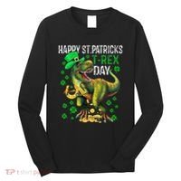 Happy St PaT Rex Dinosaur Saint Patrick's Day Cute Long Sleeve Shirt thumb 0