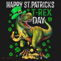 Happy St PaT Rex Dinosaur Saint Patrick's Day Cute Sweatshirt thumb 3