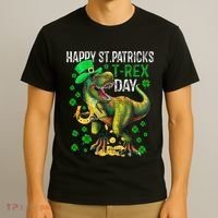 Happy St PaT Rex Dinosaur Saint Patrick's Day Cute T-Shirt thumb 3
