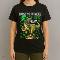 Happy St PaT Rex Dinosaur Saint Patrick's Day Cute T-Shirt thumb 4