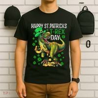 Happy St PaT Rex Dinosaur Saint Patrick's Day Cute T-Shirt thumb 6