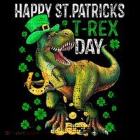 Happy St PaT Rex Dinosaur Saint Patrick's Day Cute Button thumb 1