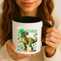 Happy St PaT Rex Dinosaur Saint Patrick's Day Cute Coffee Mug thumb 3