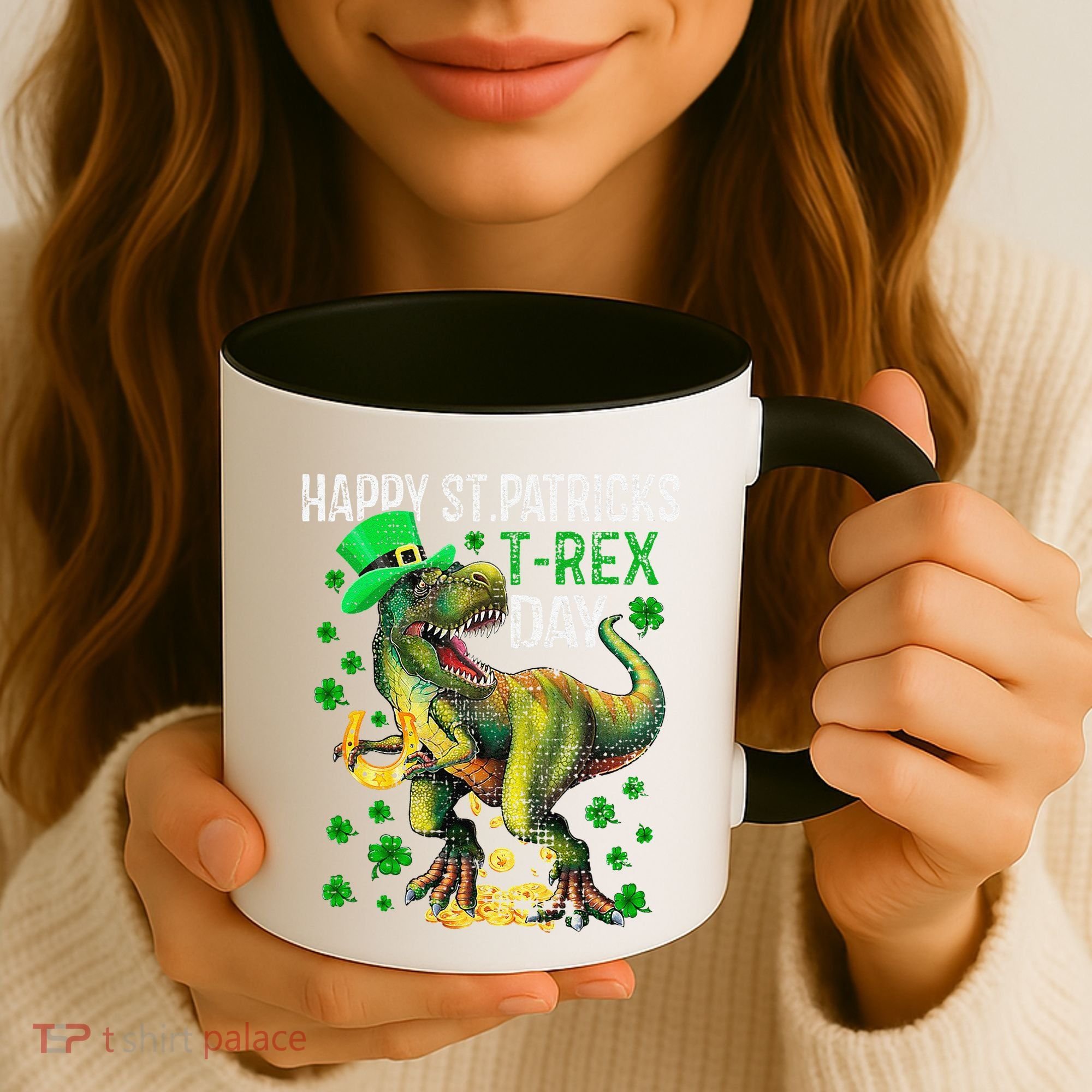 Happy St PaT Rex Dinosaur Saint Patrick's Day Cute Coffee Mug