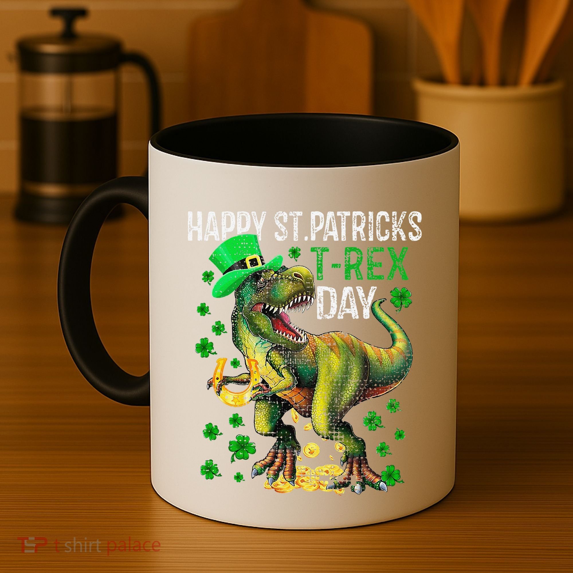 Happy St PaT Rex Dinosaur Saint Patrick's Day Cute Coffee Mug