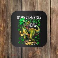 Happy St PaT Rex Dinosaur Saint Patrick's Day Cute Coaster thumb 0