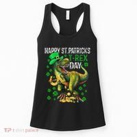 Happy St PaT Rex Dinosaur Saint Patrick's Day Cute Women's Tank Top thumb 0