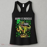 Happy St PaT Rex Dinosaur Saint Patrick's Day Cute Women's Tank Top thumb 3