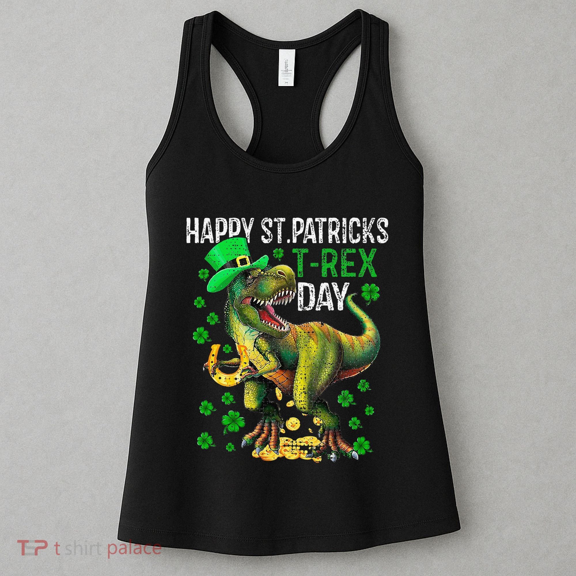 Happy St PaT Rex Dinosaur Saint Patrick's Day Cute Women's Tank Top