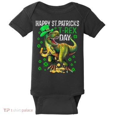 Happy St PaT Rex Dinosaur Saint Patrick's Day Cute Baby Bodysuit