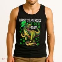 Happy St PaT Rex Dinosaur Saint Patrick's Day Cute Tank Top thumb 3