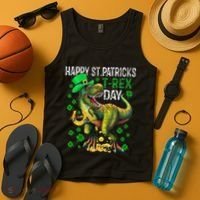 Happy St PaT Rex Dinosaur Saint Patrick's Day Cute Tank Top thumb 4