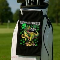 Happy St PaT Rex Dinosaur Saint Patrick's Day Cute Golf Towel thumb 2