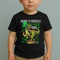 Happy St PaT Rex Dinosaur Saint Patrick's Day Cute Toddler T-Shirt thumb 2