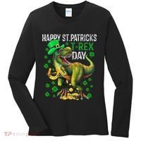 Happy St PaT Rex Dinosaur Saint Patrick's Day Cute Women's Long Sleeve Shirt thumb 0