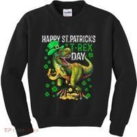 Happy St PaT Rex Dinosaur Saint Patrick's Day Cute Kids Sweatshirt thumb 0