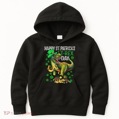 Happy St PaT Rex Dinosaur Saint Patrick's Day Cute Kids Hoodie