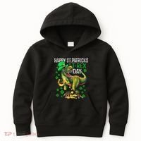 Happy St PaT Rex Dinosaur Saint Patrick's Day Cute Kids Hoodie thumb 0