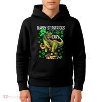 Happy St PaT Rex Dinosaur Saint Patrick's Day Cute Kids Hoodie thumb 4