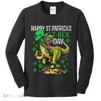 Happy St PaT Rex Dinosaur Saint Patrick's Day Cute Kids Long Sleeve Shirt thumb 0