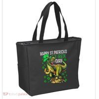 Happy St PaT Rex Dinosaur Saint Patrick's Day Cute Tote Bag thumb 2