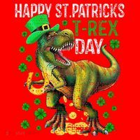 Happy St PaT Rex Dinosaur Saint Patrick's Day Cute Santa Hat thumb 1