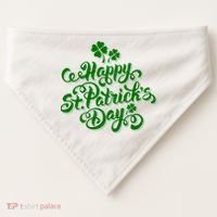 Happy St Patrick's Day Holiday USA-Made Doggie Bandana thumb 0