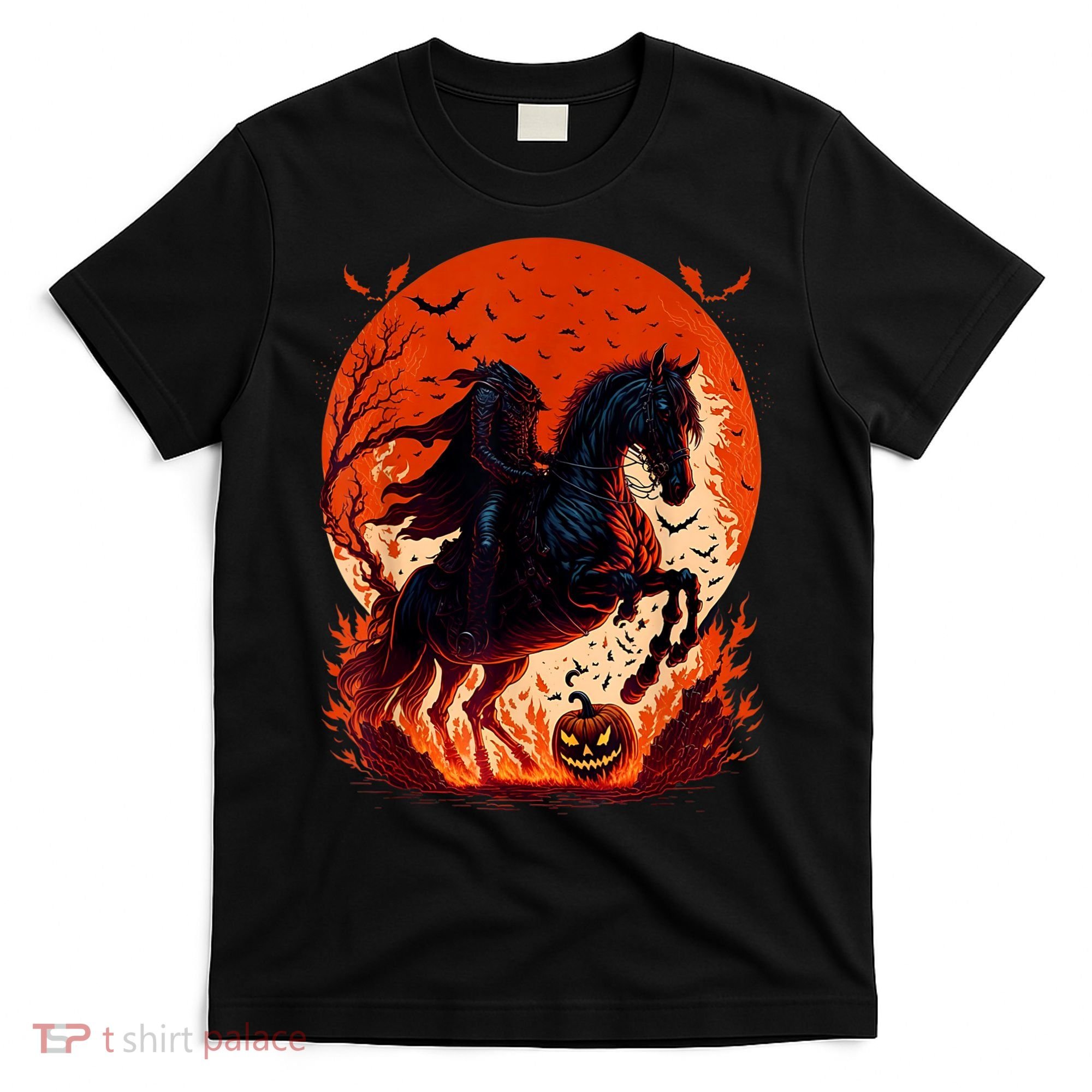 Halloween Scary Pumpkin Headless Horseman AI T-Shirt
