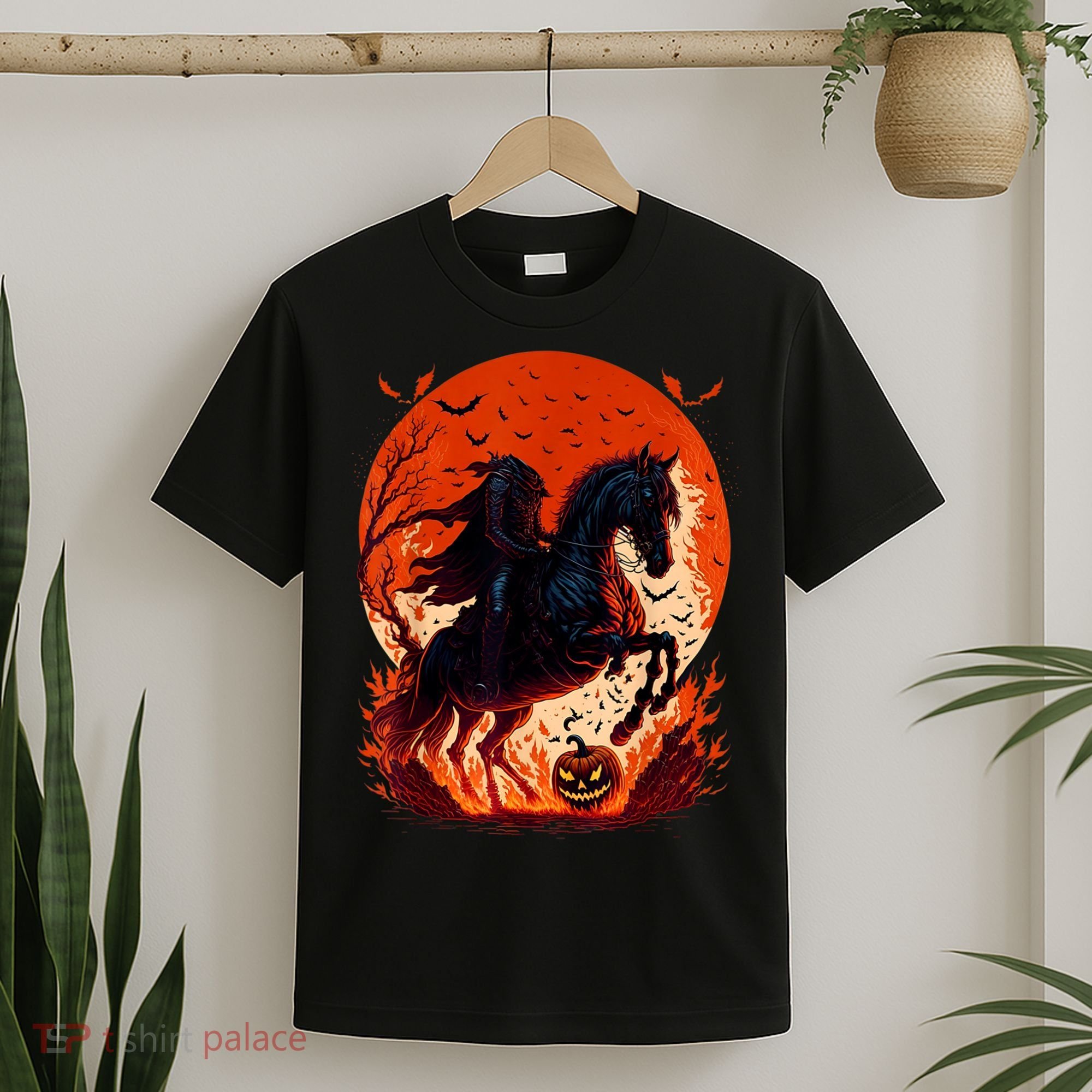 Halloween Scary Pumpkin Headless Horseman AI T-Shirt