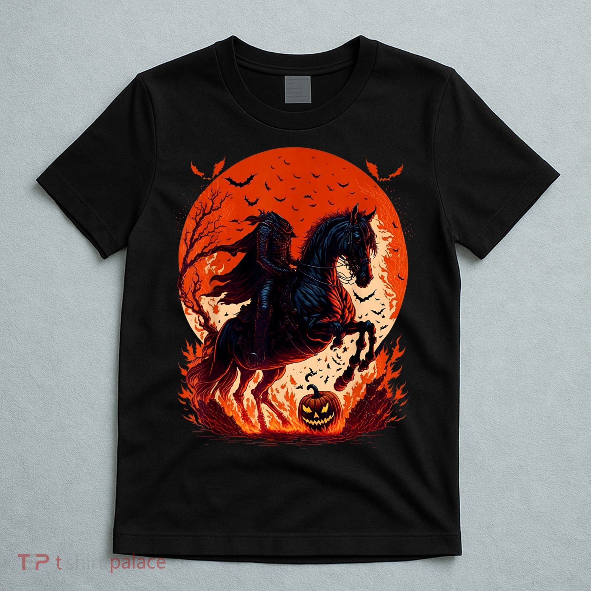 Halloween Scary Pumpkin Headless Horseman AI T-Shirt