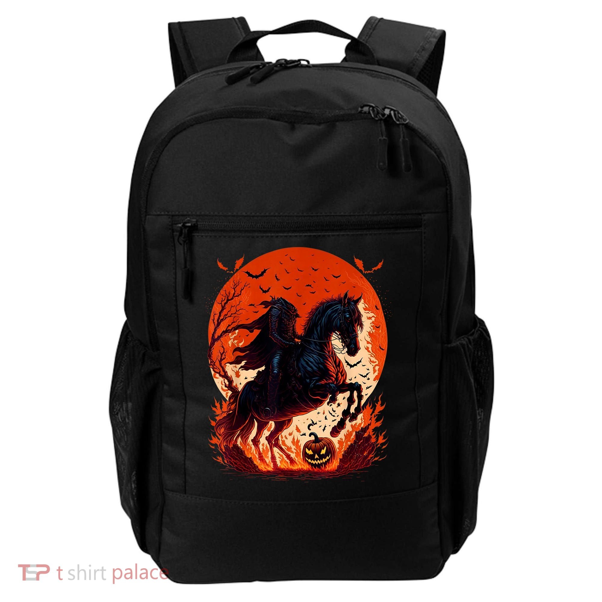 Halloween Scary Pumpkin Headless Horseman AI Backpack