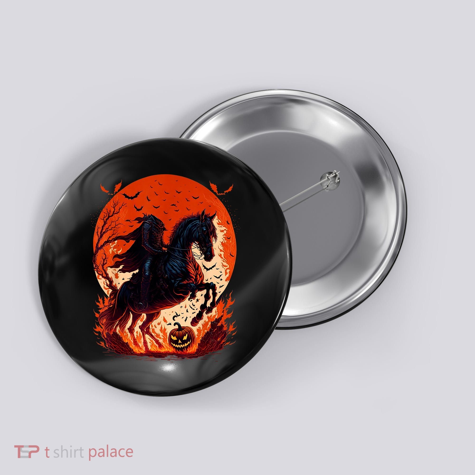 Halloween Scary Pumpkin Headless Horseman AI Button