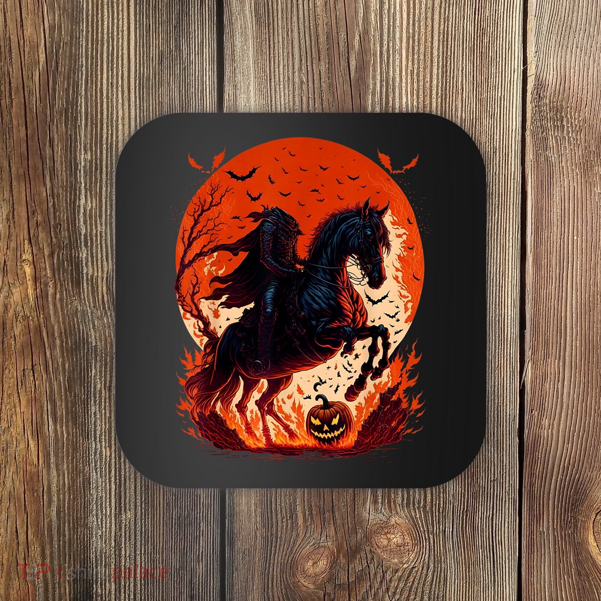 Halloween Scary Pumpkin Headless Horseman AI Coaster
