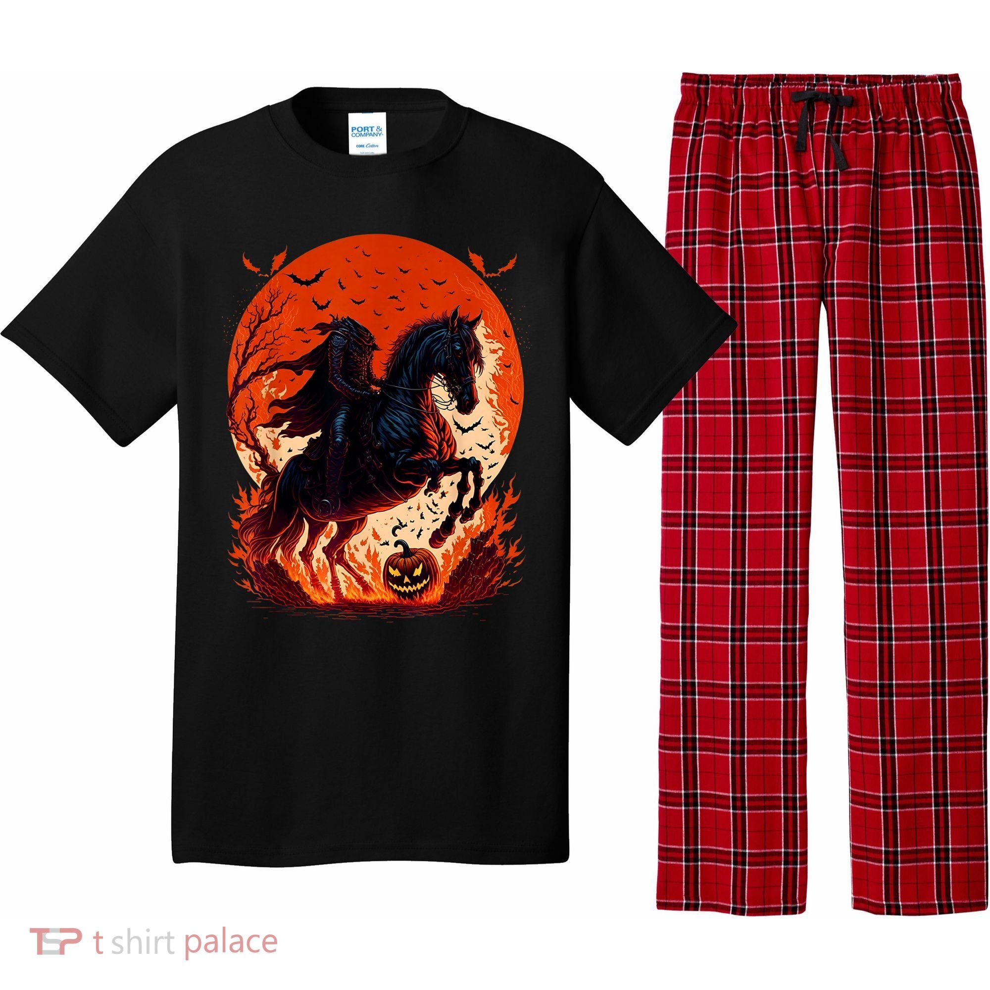 Halloween Scary Pumpkin Headless Horseman AI Pajama Set