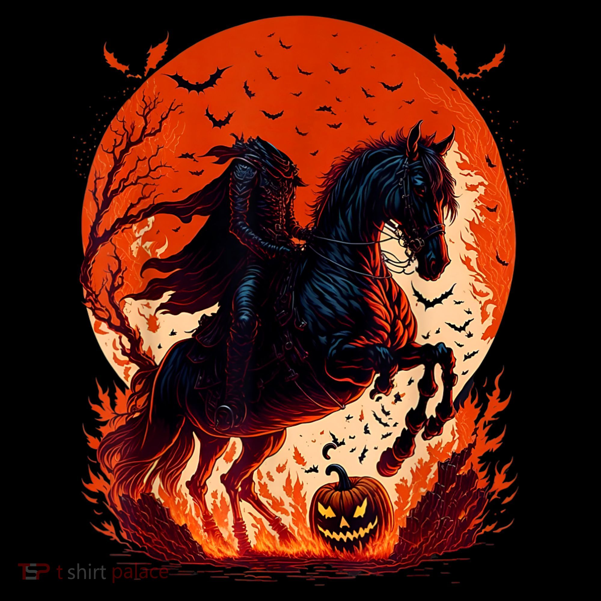 Halloween Scary Pumpkin Headless Horseman AI Women's Hoodie