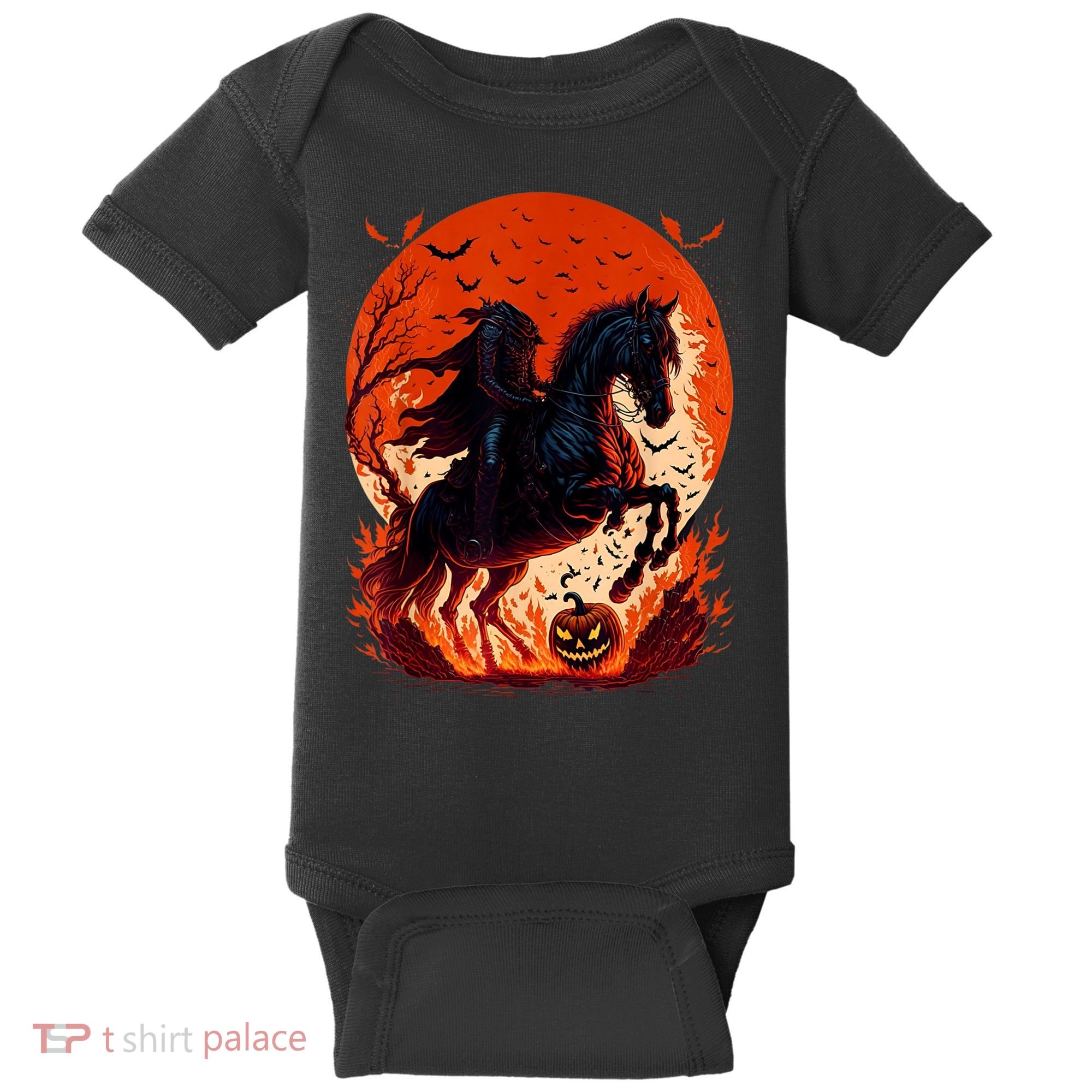 Halloween Scary Pumpkin Headless Horseman AI Baby Bodysuit