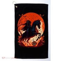 Halloween Scary Pumpkin Headless Horseman AI Golf Towel thumb 0