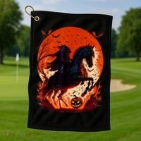 Halloween Scary Pumpkin Headless Horseman AI Golf Towel thumb 1