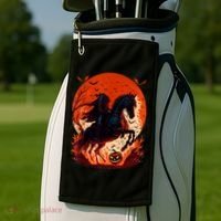 Halloween Scary Pumpkin Headless Horseman AI Golf Towel thumb 2