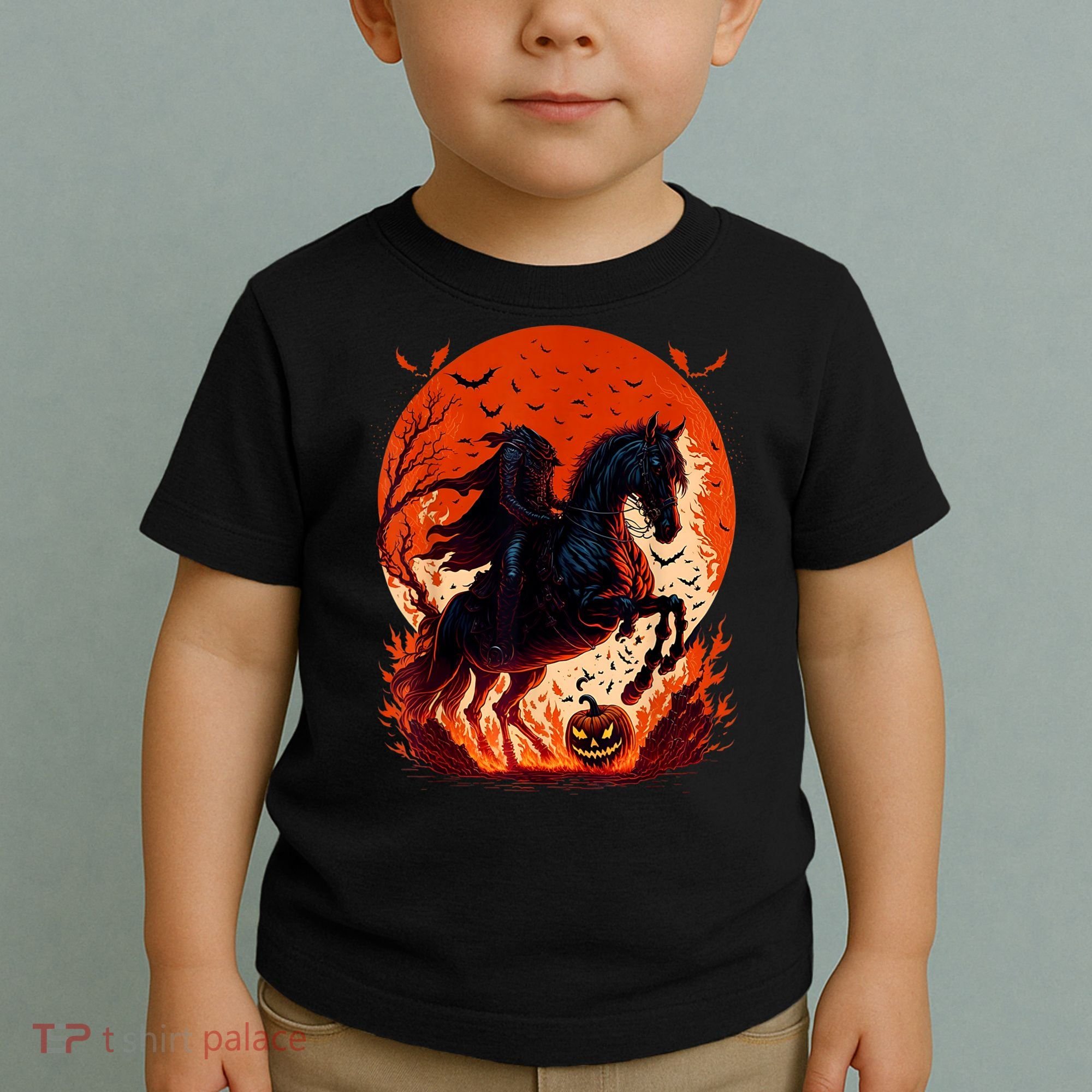 Halloween Scary Pumpkin Headless Horseman AI Toddler T-Shirt