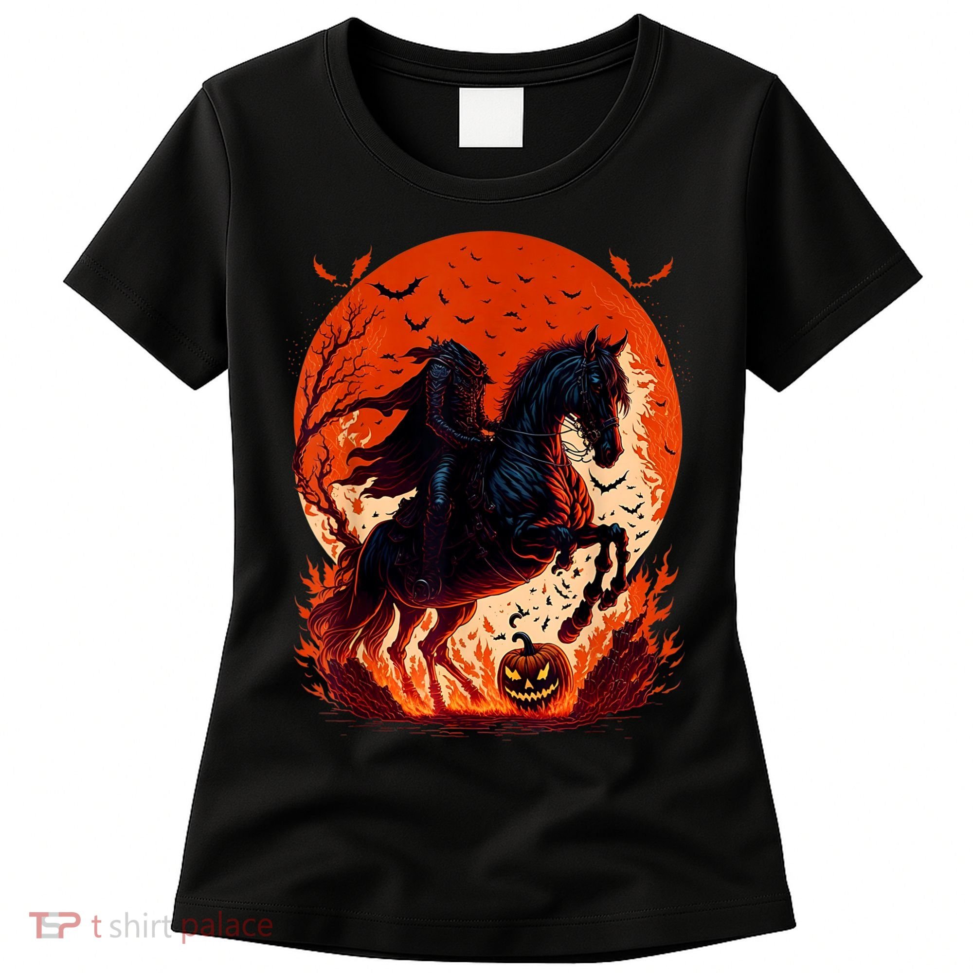 Halloween Scary Pumpkin Headless Horseman AI Women's T-Shirt