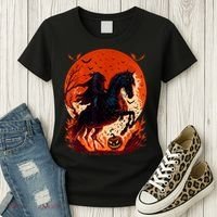 Halloween Scary Pumpkin Headless Horseman AI Women's T-Shirt thumb 3