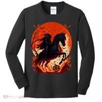 Halloween Scary Pumpkin Headless Horseman AI Kids Long Sleeve Shirt thumb 0