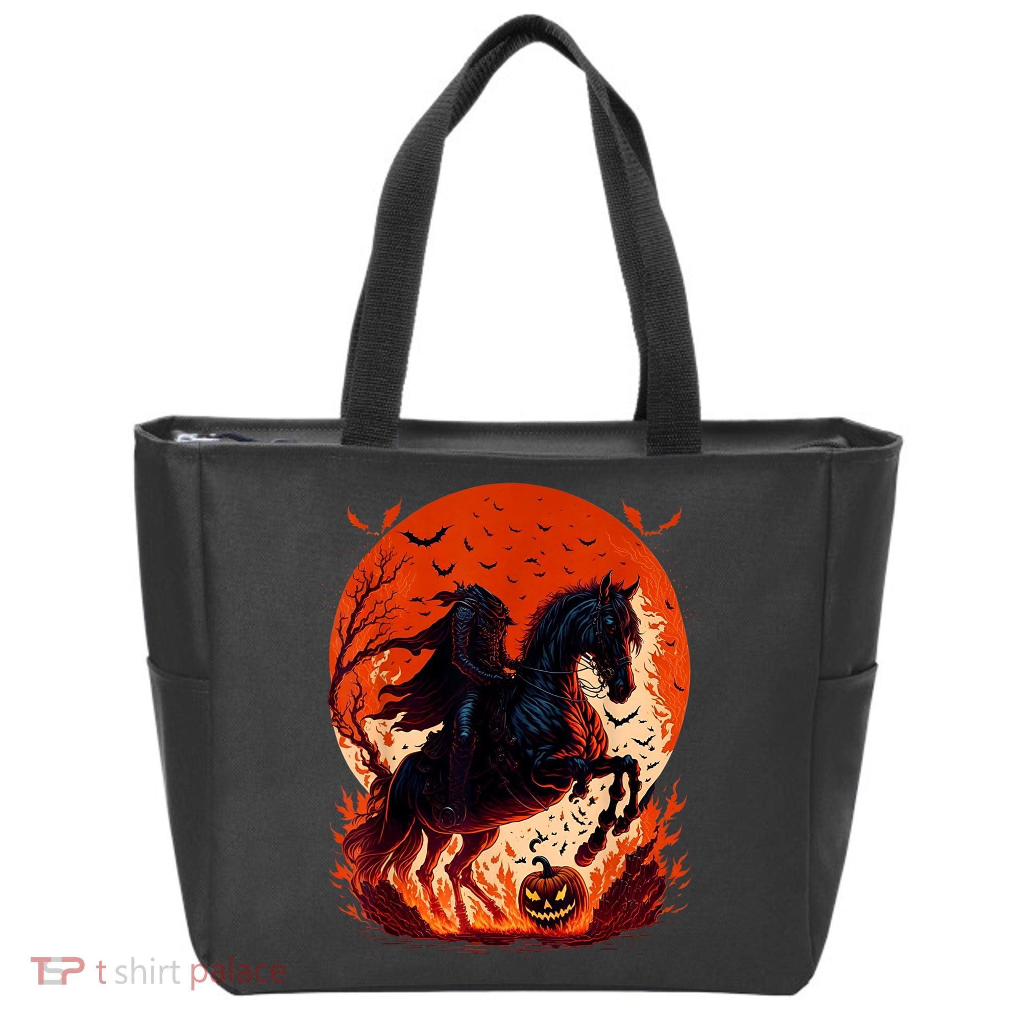 Halloween Scary Pumpkin Headless Horseman AI Tote Bag