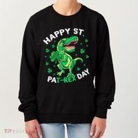 Happy St PaT Rex Dinosaur Saint Patrick's Day For Funny Women's Sweatshirt thumb 0