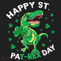 Happy St PaT Rex Dinosaur Saint Patrick's Day For Funny Women's Sweatshirt thumb 2