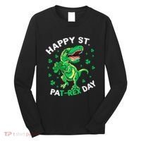 Happy St PaT Rex Dinosaur Saint Patrick's Day For Funny Long Sleeve Shirt thumb 0
