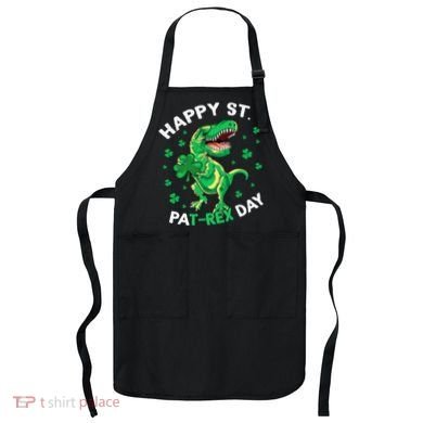 Happy St PaT Rex Dinosaur Saint Patrick's Day For Funny Apron