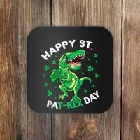 Happy St PaT Rex Dinosaur Saint Patrick's Day For Funny Coaster thumb 0